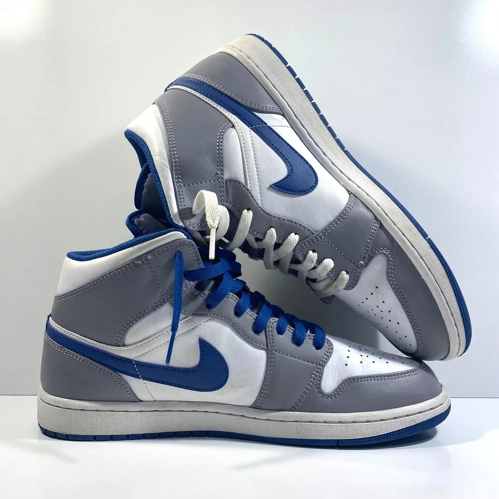 Nike Mens  Size 11 Air Jordan 1 Mid Cement True Blue Mid Top DQ8426-014
